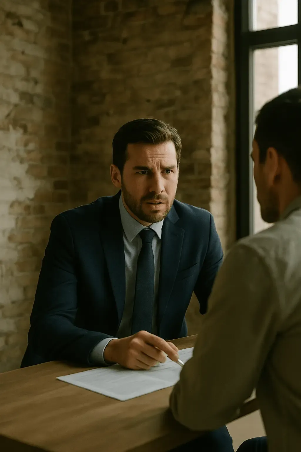 Professional consultant reviewing documents